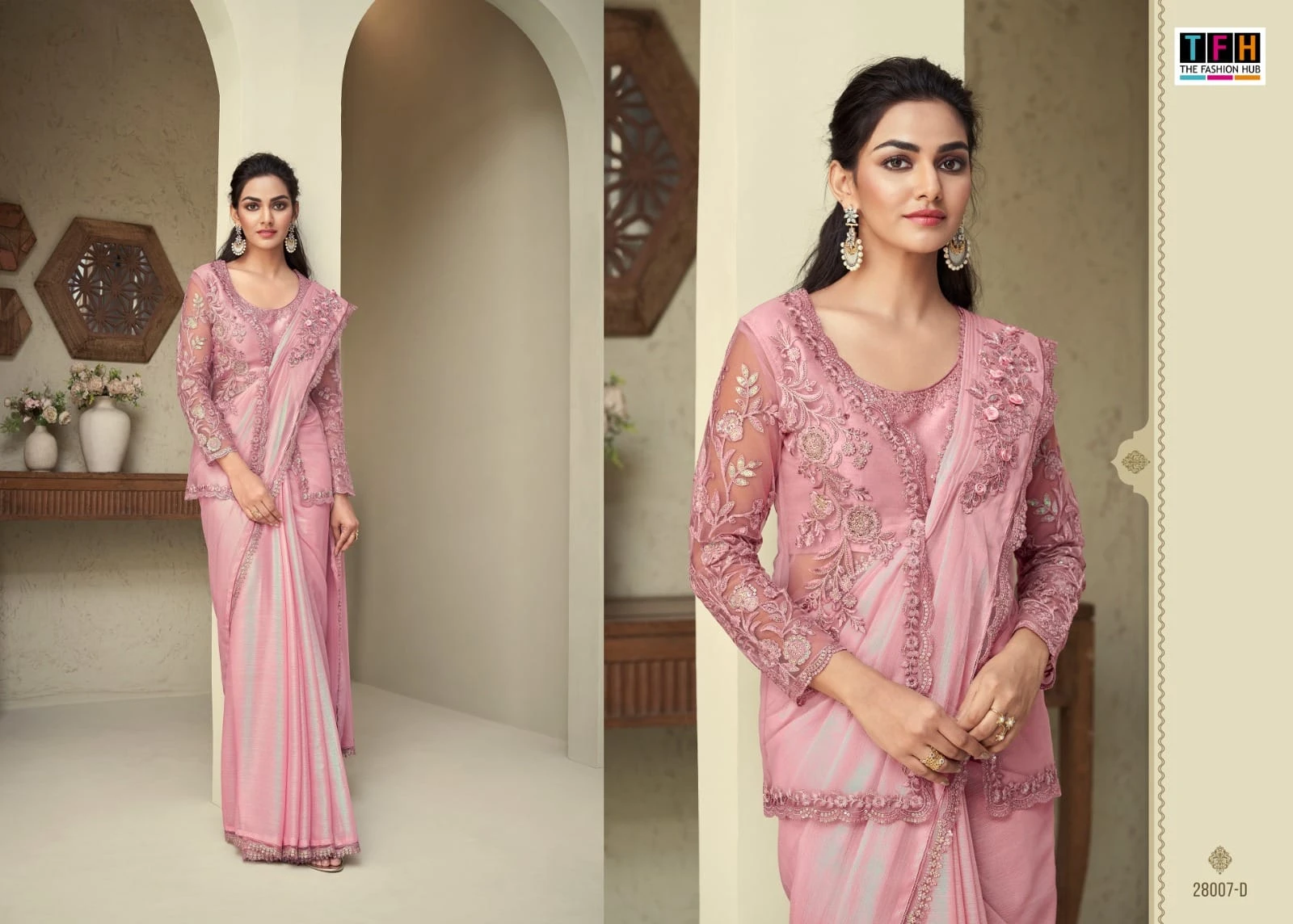 Tfh 28007 Colours Georgette Wholesale Designer Sarees Catalog — Wholesale Sarees, MPA wholesale from Surat — view 4